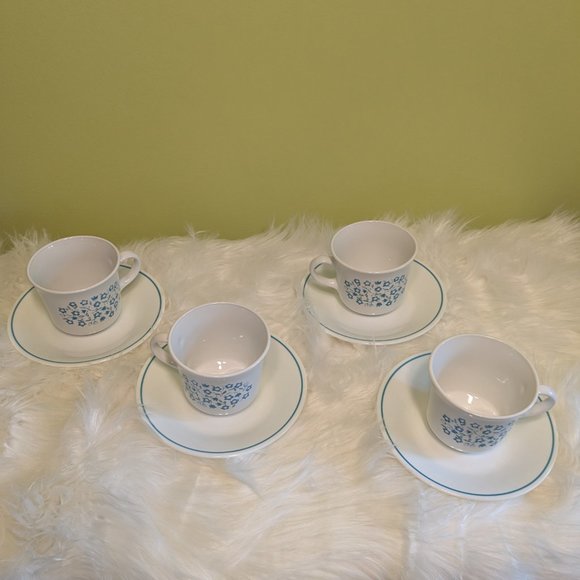 Set Corelle Blue Heather by Corning Cups and Saucers Set of 4 - Picture 4 of 9